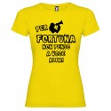 T-SHIRT PERSONALIZZATA DONNA PER FORTUNA NON PENSO A VOCE ALTA COLORE GIALLO