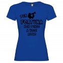T-SHIRT PERSONALIZZATA DONNA PER FORTUNA NON PENSO A VOCE ALTA COLORE BLU ROYAL