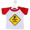 MINI T-SHIRT BIMBO A BORDO ATTENZIONE BABY ON BOARD COLORE BIANCO