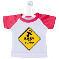 MINI T-SHIRT BIMBO A BORDO ATTENZIONE BABY ON BOARD COLORE ROSA FUCSIA