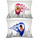 2 CUSCINI STAMPA 40 X 70 CUORE CITTA' LOVE LUI E LEI