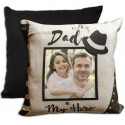 CUSCINO DAD IS MY HERO IN JUTA PERSONALIZZATO CON FOTO