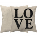 CUSCINO PERSONALIZZATO IN JUTA GLITTER NERO LOVE