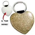 Portachiavi personalizzato glitter cuore oro