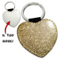 Portachiavi Personalizzato Glitter Golden Heart