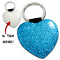 Portachiavi Personalizzato Glitter Blue Heart