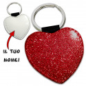 Portachiavi personalizzato glitter cuore rosso