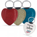 PORTACHIAVI PERSONALIZZATO ECO PELLE GLITTER A CUORE