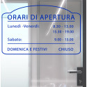 ADESIVO NEGOZIO VETRINA ORARI DI APERTURA VINILE CLOCK BLU
