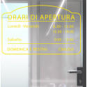 ADESIVO NEGOZIO VETRINA ORARI DI APERTURA VINILE CLOCK GIALLO