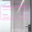 ADESIVO NEGOZIO VETRINA ORARI DI APERTURA VINILE CLOCK ROSA