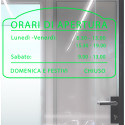 ADESIVO NEGOZIO VETRINA ORARI DI APERTURA VINILE CLOCK VERDE
