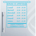 ADESIVO NEGOZIO VETRINA ORARI DI APERTURA VINILE PALIO AZZURRO
