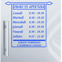 ADESIVO NEGOZIO VETRINA ORARI DI APERTURA VINILE PALIO BLU