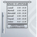 ADESIVO NEGOZIO VETRINA ORARI DI APERTURA VINILE PALIO NERO