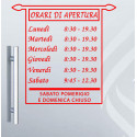 ADESIVO NEGOZIO VETRINA ORARI DI APERTURA VINILE PALIO ROSSO