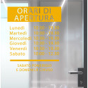 ADESIVO NEGOZIO VETRINA ORARI DI APERTURA VINILE ELEGANT ARANCIO