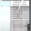 ADESIVO NEGOZIO VETRINA ORARI DI APERTURA VINILE ELEGANT BIANCO