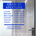 ADESIVO NEGOZIO VETRINA ORARI DI APERTURA VINILE ELEGANT BLU