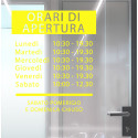 ADESIVO NEGOZIO VETRINA ORARI DI APERTURA VINILE ELEGANT GIALLO