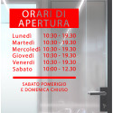 ADESIVO NEGOZIO VETRINA ORARI DI APERTURA VINILE ELEGANT ROSSO