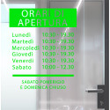 ADESIVO NEGOZIO VETRINA ORARI DI APERTURA VINILE ELEGANT VERDE