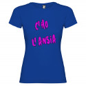 T-SHIRT DONNA PERSONALIZZATA C'HO L'ANSIA COLORE BLU ROYAL