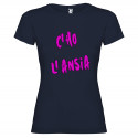 T-SHIRT DONNA PERSONALIZZATA C'HO L'ANSIA COLORE BLU NAVY