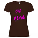 T-SHIRT DONNA PERSONALIZZATA C'HO L'ANSIA COLORE MARRONE