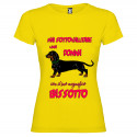 T-SHIRT PERSONALIZZATA DONNA CON BASSOTTO COLORE GIALLO