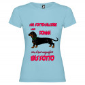 T-SHIRT PERSONALIZZATA DONNA CON BASSOTTO COLORE AZZURRO
