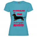 T-SHIRT PERSONALIZZATA DONNA CON BASSOTTO COLORE TURCHESE