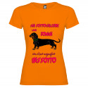 T-SHIRT PERSONALIZZATA DONNA CON BASSOTTO COLORE ARANCIO