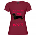 T-SHIRT PERSONALIZZATA DONNA CON BASSOTTO COLORE BORDEAUX