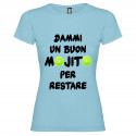 T-SHIRT DONNA PERSONALIZZATA DIVERTENTE MOJITO COLORE AZZURRO