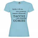 T-SHIRT DONNA PERSONALIZZATA UOMINI E TACCHI COLORE AZZURRO