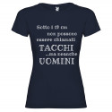 T-SHIRT DONNA PERSONALIZZATA UOMINI E TACCHI COLORE BLU NAVY