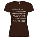 T-SHIRT DONNA PERSONALIZZATA UOMINI E TACCHI COLORE MARRONE