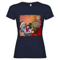 T-SHIRT DONNA PERSONALIZZATA HAPPY MOTHER'S DAY COLORE BLU NAVY