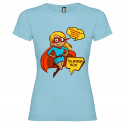 T-SHIRT DONNA PERSONALIZZATA SUPER MUM MAMMA COLORE AZZURRO