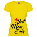 T-SHIRT DONNA PERSONALIZZATA BEST MOM OF EVER COLORE GIALLO
