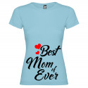 T-SHIRT DONNA PERSONALIZZATA BEST MOM OF EVER COLORE AZZURRO