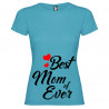 T-SHIRT DONNA PERSONALIZZATA BEST MOM OF EVER COLORE TURCHESE