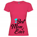 T-SHIRT DONNA PERSONALIZZATA BEST MOM OF EVER COLORE ROSA FUCSIA