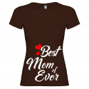 T-SHIRT DONNA PERSONALIZZATA BEST MOM OF EVER COLORE MARRONE