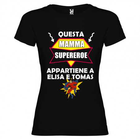 T-SHIRT DONNA MAMMA SUPER EROE OFFERTA LIMITATA COLORE NERO