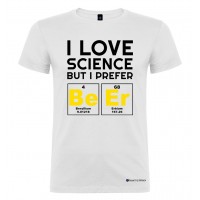 Maglietta personalizzata uomo amo la scienza ma preferisco la birra bianco