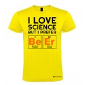 Maglietta personalizzata uomo amo la scienza ma preferisco la birra giallo