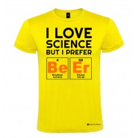 Maglietta personalizzata uomo amo la scienza ma preferisco la birra giallo