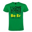 Maglietta personalizzata uomo amo la scienza ma preferisco la birra verde